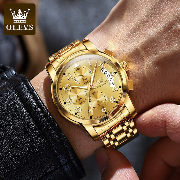Relógio OLEVS ouro fino - Aço inoxidável (Edição limitada)