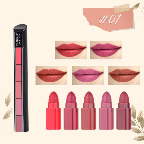 Batom Matte Lipstick - Compacto 5 tons em 1