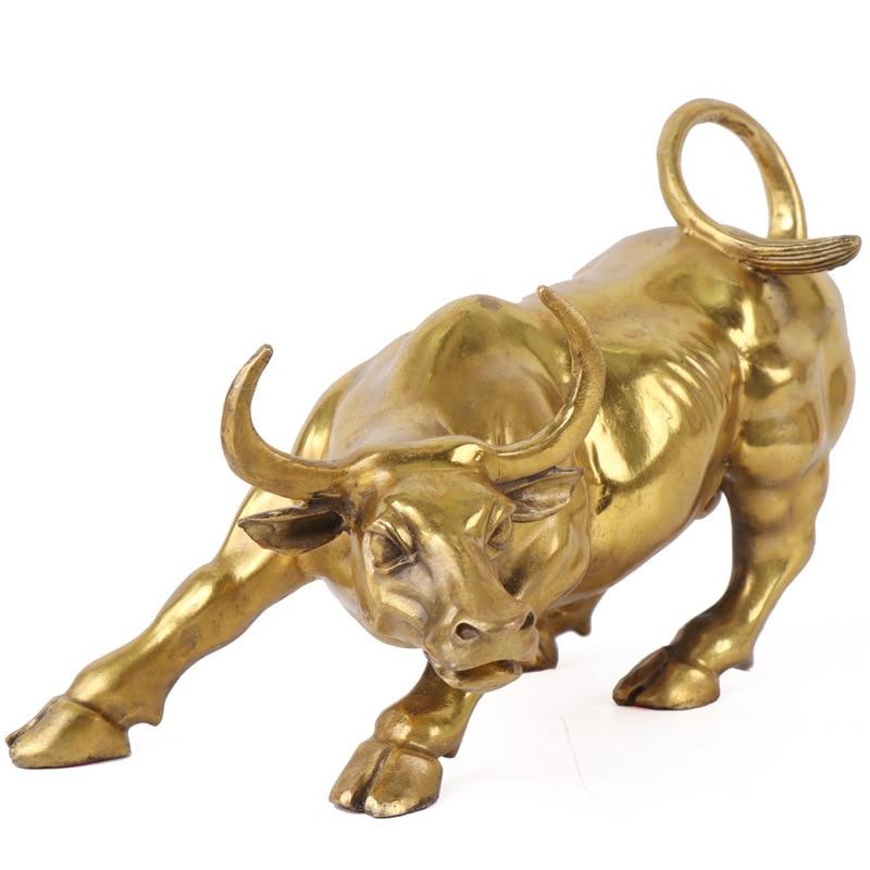 Estatueta Bull Wall Street de Cobre Maciço Banhado a Bronze