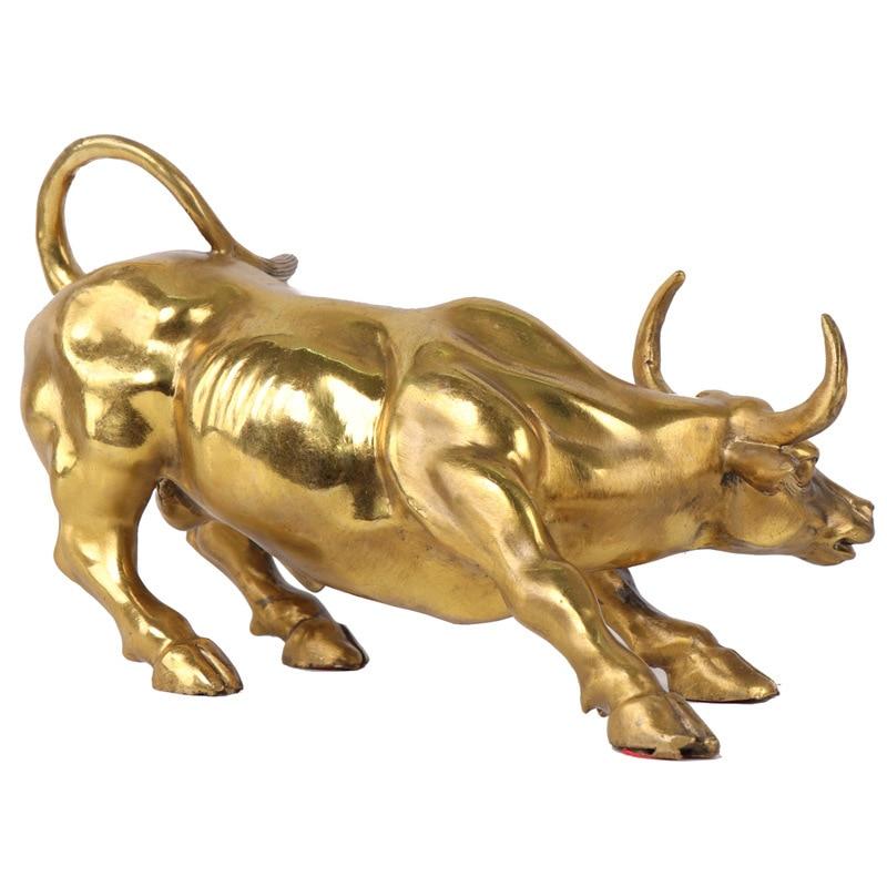 Estatueta Bull Wall Street de Cobre Maciço Banhado a Bronze